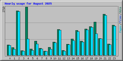 Hourly usage for August 2025
